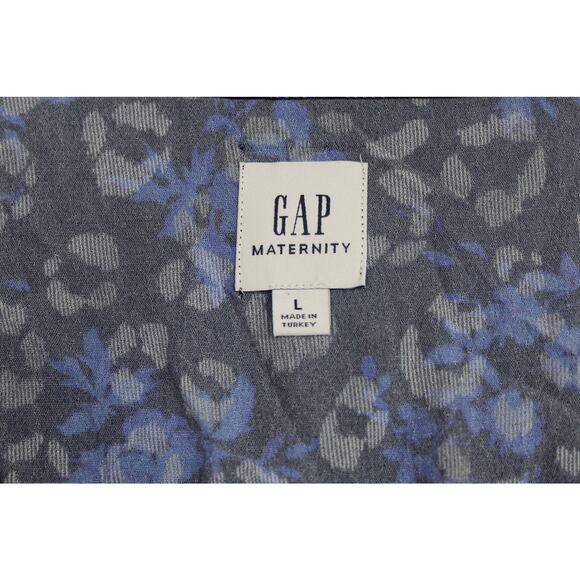 Gap Maternity Puff Sleeve Smocked Midi Dress size Large Blue - Picture 5 of 7